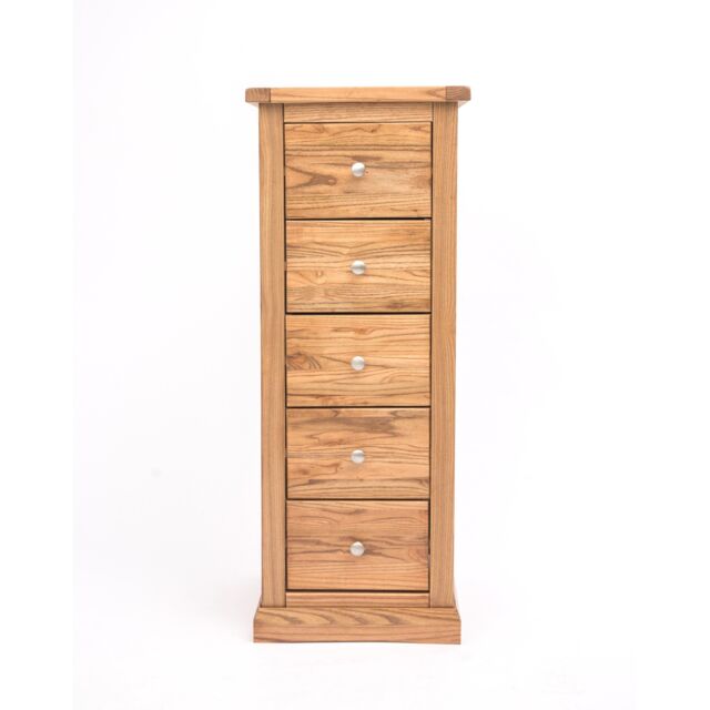 Cabinet Bits Salerno 5 Drawer Narrow Chest of Drawers Chrome Knob in Natural - image 1