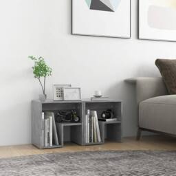Berkfield Home Durable Bed Cabinets 2 pcs Concrete Grey 40x30x40 cm Engineered Wood - Size: 40 x 30 x 40 cm - thumbnail 2