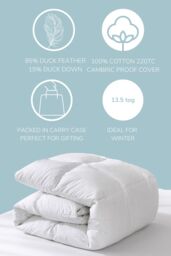 HomeSpace Direct Duck Feather & Down Duvet Quilt Hotel Quality 13.5 tog Winter in White - Size: Super King - thumbnail 2