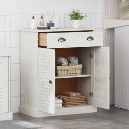 Berkfield Home Bathroom Cabinet White 68 x 34 x 80 cm Solid pine wood - thumbnail 4