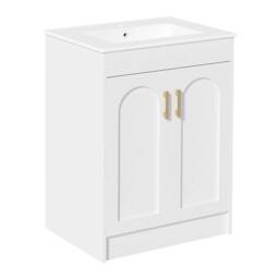 KEEPREAPER Sleek Bathroom Vanity Unit With Ceramic Wash Basin White 2-door - thumbnail 7