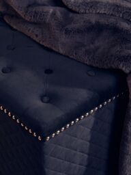Orsina Square Black Velvet Ottoman, Stylish Padded Velvet Footstool, Compact Upholstered Pouffe for Living Room - thumbnail 2