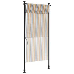 Berkfield Home Outdoor Roller Blind Yellow & White 120x270 cm Fabric&Steel - thumbnail 6