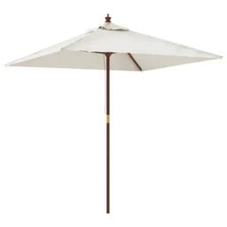 Berkfield Home Garden Parasol with Wooden Pole Sand 198x198x231 cm in Light Sand - Size: 198 x 198 x 231 cm