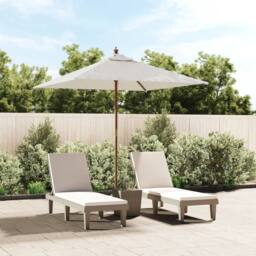 Berkfield Home Garden Parasol with Wooden Pole Sand 198x198x231 cm in Light Sand - Size: 198 x 198 x 231 cm - thumbnail 2