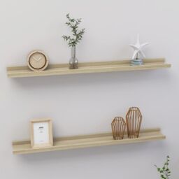 Berkfield Home Wall Shelves 2 pcs Sonoma Oak 80x9x3 cm in Brown - Size: 80 x 9 x 3 cm - thumbnail 1
