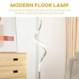 Kelvenix Modern Spiral Floor Lamp Dimmable Standing Lamp in Silver - thumbnail 3
