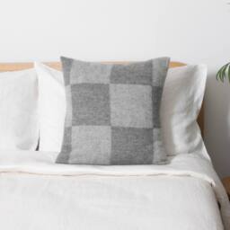 Native Natural Checkerboard Grey Wool Cushion 45x45cm - Size: 45 cm x 45 cm - thumbnail 2