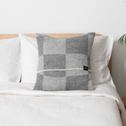 Native Natural Checkerboard Grey Wool Cushion 45x45cm - Size: 45 cm x 45 cm - thumbnail 1