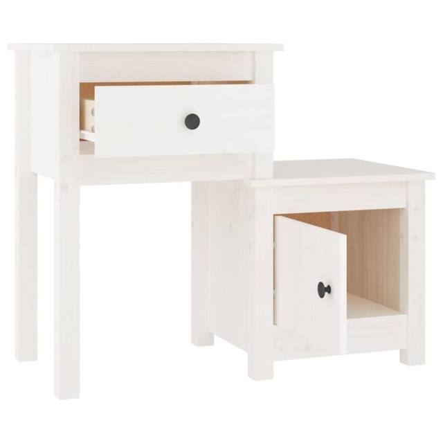 Berkfield Home Beautiful Bedside Cabinet White 79.5x38x65.5 cm Solid Wood Pine - image 1
