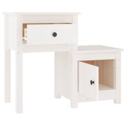Berkfield Home Beautiful Bedside Cabinet White 79.5x38x65.5 cm Solid Wood Pine - thumbnail 1