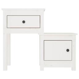Berkfield Home Beautiful Bedside Cabinet White 79.5x38x65.5 cm Solid Wood Pine - thumbnail 4