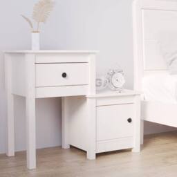 Berkfield Home Beautiful Bedside Cabinet White 79.5x38x65.5 cm Solid Wood Pine - thumbnail 2
