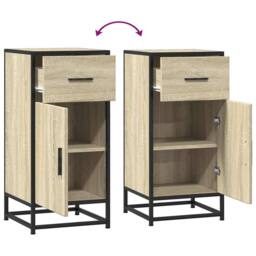 Berkfield Home Sideboard Sonoma Oak 35.5x35x76 cm Engineered Wood & Metal in Light Oak - thumbnail 8