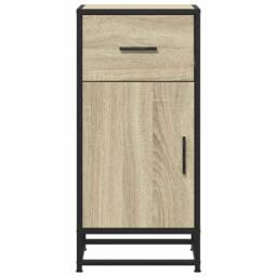 Berkfield Home Sideboard Sonoma Oak 35.5x35x76 cm Engineered Wood & Metal in Light Oak - thumbnail 4