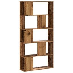 Berkfield Home Bookcase 5-Tier Old Wood 80.5x23.5x162.5 cm Engineered Wood in Brown - thumbnail 2