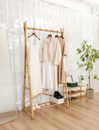 Nordlys Solid Bamboo Entryway Coat Rack in Brown - thumbnail 2