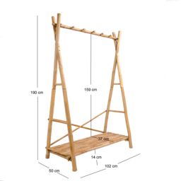 Nordlys Solid Bamboo Entryway Coat Rack in Brown - thumbnail 5