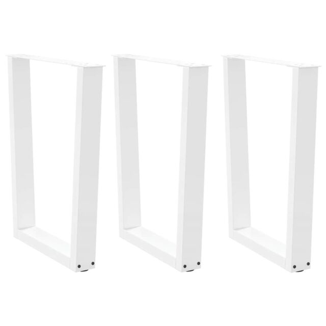 Berkfield Home Dining Table Legs V-Shape 3 pcs White 70x(72-73.3) cm Steel - image 1
