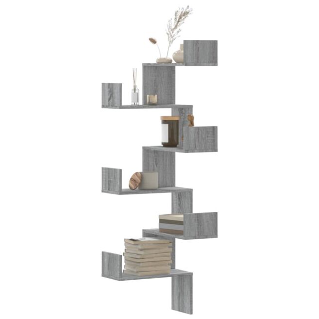 Berkfield Home Wall Corner Shelf Grey Sonoma 45x45x147 cm Engineered Wood - Size: 45 x 45 x 147 cm - image 1