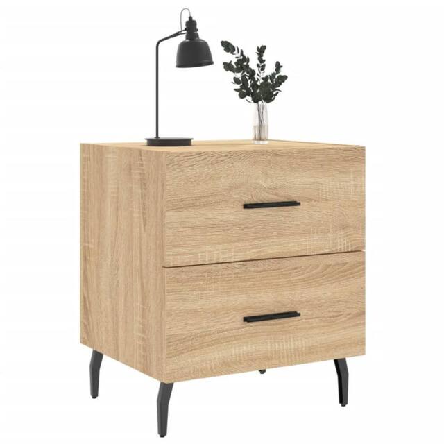 Berkfield Home Modern Bedside Cabinet Sonoma Oak 40x35x47.5 cm Engineered Wood in Light Tan - image 1