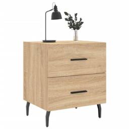 Berkfield Home Modern Bedside Cabinet Sonoma Oak 40x35x47.5 cm Engineered Wood in Light Tan - thumbnail 1