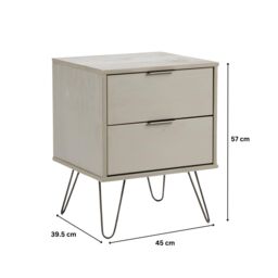 Home Source Industrial Bedside Cabinet Bedroom End Side Tables Nightstand 2 Drawer in Grey - thumbnail 9