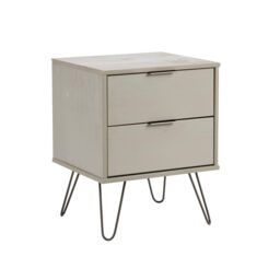 Home Source Industrial Bedside Cabinet Bedroom End Side Tables Nightstand 2 Drawer in Grey - thumbnail 8