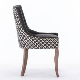 Modern Home Touch Bewley Set of 4 Vintage Linen Upholstered Kitchen Dining Chairs with Oak Wood Legs Beige in Black - Size: 4 Pack - thumbnail 8