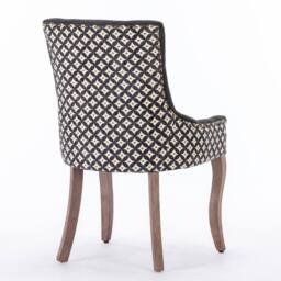 Modern Home Touch Bewley Set of 4 Vintage Linen Upholstered Kitchen Dining Chairs with Oak Wood Legs Beige in Black - Size: 4 Pack - thumbnail 9
