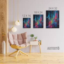 "Artery8 Modern Abstract Geometric Cityscape Canvas Wall Art Print in Blue - Size: W18"" x H24""" - thumbnail 4