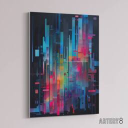 "Artery8 Modern Abstract Geometric Cityscape Canvas Wall Art Print in Blue - Size: W18"" x H24""" - thumbnail 2