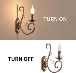 NIVOR Wall Bedside Sconce Lamp Antique Iron E14 Bronze 1 Light (2 Packs) - thumbnail 4