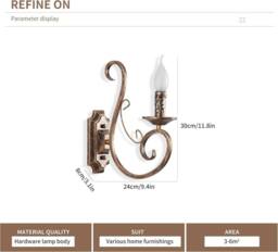 NIVOR Wall Bedside Sconce Lamp Antique Iron E14 Bronze 1 Light (2 Packs) - thumbnail 2