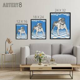 "Artery8 Dog Lover Bulldog Animal Portrait Moriz Jung Framed Canvas Wall Art in Blue - Size: W12"" x H16""" - thumbnail 4