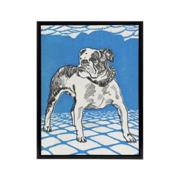 "Artery8 Dog Lover Bulldog Animal Portrait Moriz Jung Framed Canvas Wall Art in Blue - Size: W12"" x H16""" - thumbnail 1