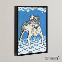 "Artery8 Dog Lover Bulldog Animal Portrait Moriz Jung Framed Canvas Wall Art in Blue - Size: W12"" x H16""" - thumbnail 2