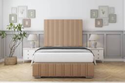"Sloomy Langston Dumfries Frame-Mattress - 50"" Upholstered Headboard in Light Brown - Size: Small Single" - thumbnail 1