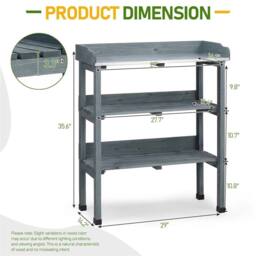 Kelvenix Wooden Garden Potting Bench Table Workstation in Grey - Size: 0.6m2 - thumbnail 2
