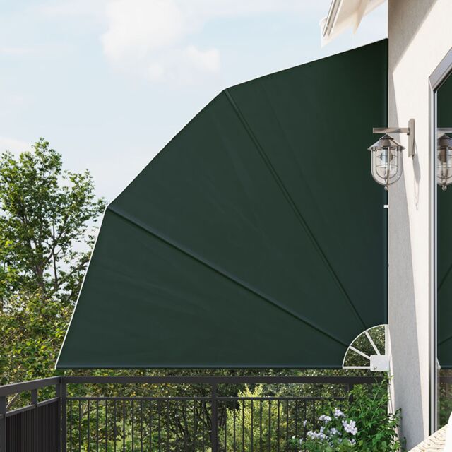 Berkfield Home Balcony Privacy Screen Folding Manual Dark green 210 x 210 cm Fabric - image 1