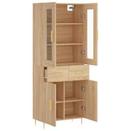 Berkfield Home Highboard Sonoma Oak 69.5x34x180 cm Engineered Wood in Light Oak - thumbnail 4