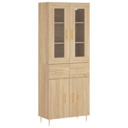 Berkfield Home Highboard Sonoma Oak 69.5x34x180 cm Engineered Wood in Light Oak - thumbnail 1