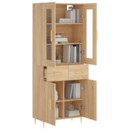Berkfield Home Highboard Sonoma Oak 69.5x34x180 cm Engineered Wood in Light Oak - thumbnail 3