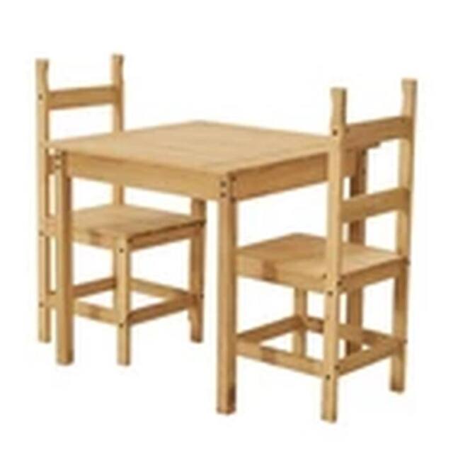 EONLION 2 Seater Dining Set 2 Chairs & Table Solid Waxed Pine Furniture in Natural - image 1
