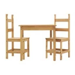 EONLION 2 Seater Dining Set 2 Chairs & Table Solid Waxed Pine Furniture in Natural - thumbnail 2