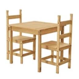 EONLION 2 Seater Dining Set 2 Chairs & Table Solid Waxed Pine Furniture in Natural - thumbnail 1