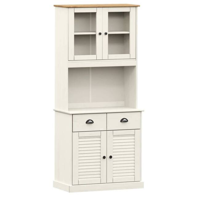 Berkfield Home Highboard VIGO White 78x40x175 cm Solid Wood Pine - Size: 78 x 40 x 175 cm - image 1