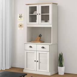 Berkfield Home Highboard VIGO White 78x40x175 cm Solid Wood Pine - Size: 78 x 40 x 175 cm - thumbnail 2