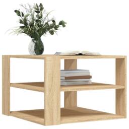Berkfield Home Decorative Coffee Table Sonoma Oak 59.5x59.5x40 cm Engineered Wood in Light Tan - thumbnail 1