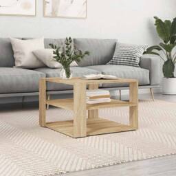 Berkfield Home Decorative Coffee Table Sonoma Oak 59.5x59.5x40 cm Engineered Wood in Light Tan - thumbnail 2